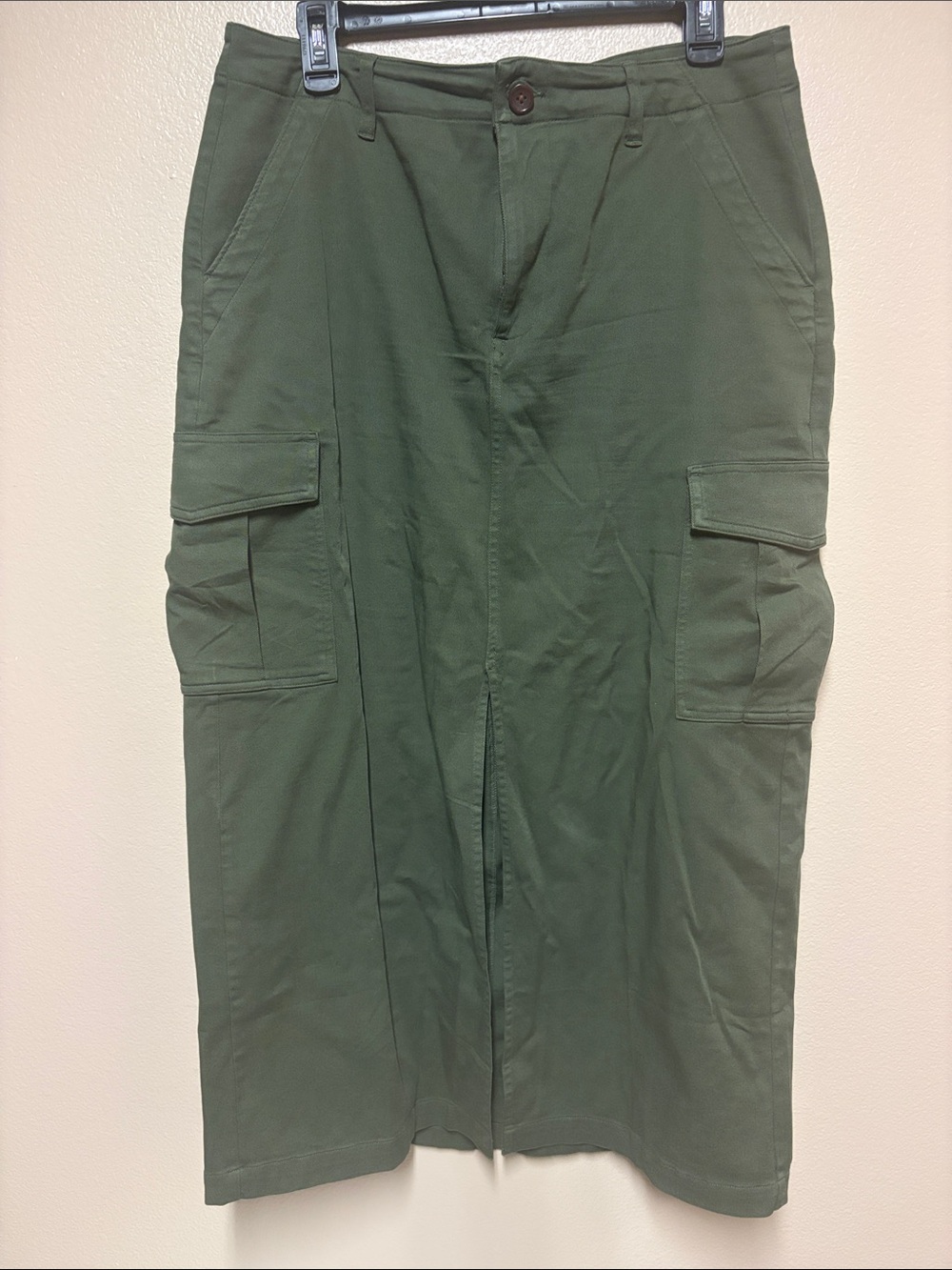 Lands' End Olive Green Cargo Midi Skirt